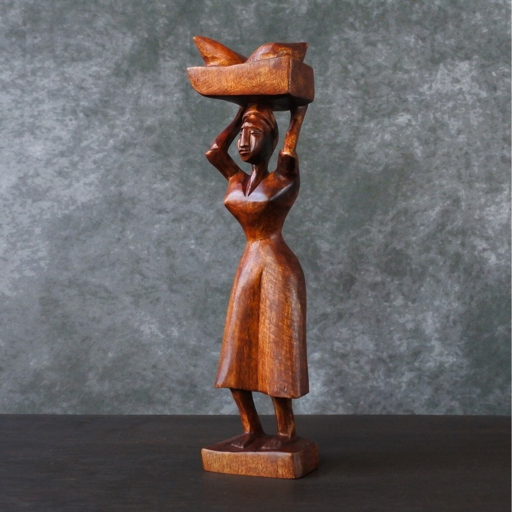 Vintage Caribbean Pacific Islands Hand Carved Wooden Figure Folk Art Sculpture
